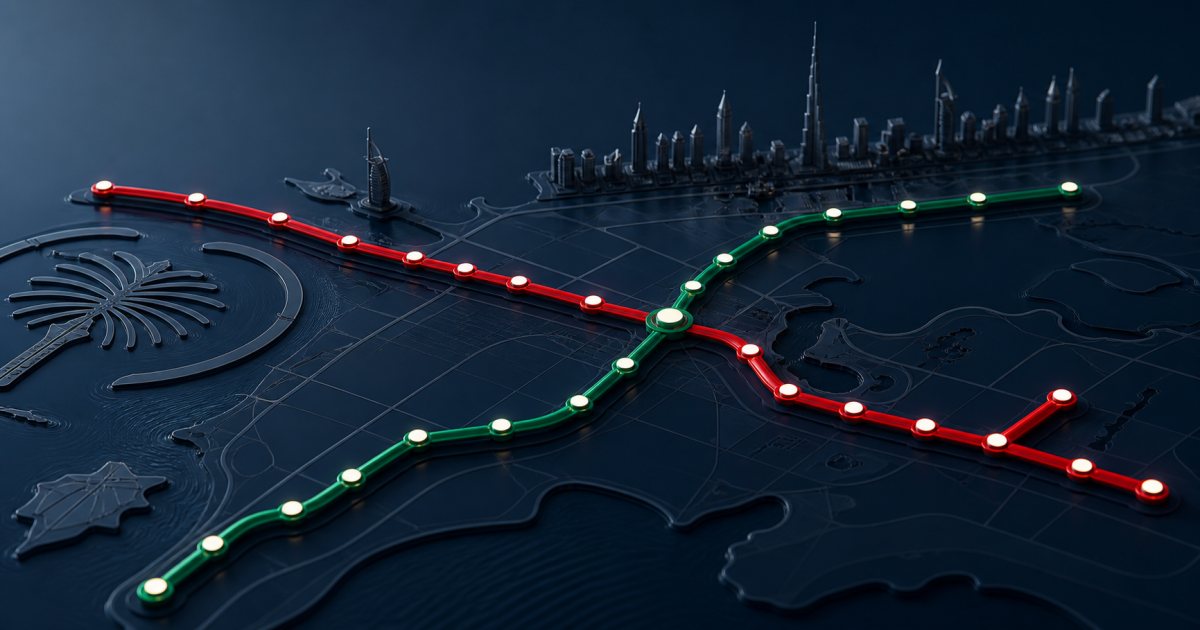 Metrorail Red Line Map Dubai Metro Lines: Red, Green, Blue & Gold